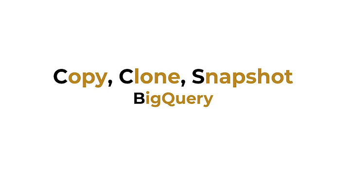 Copy, Clone, Snapshots with BigQuery