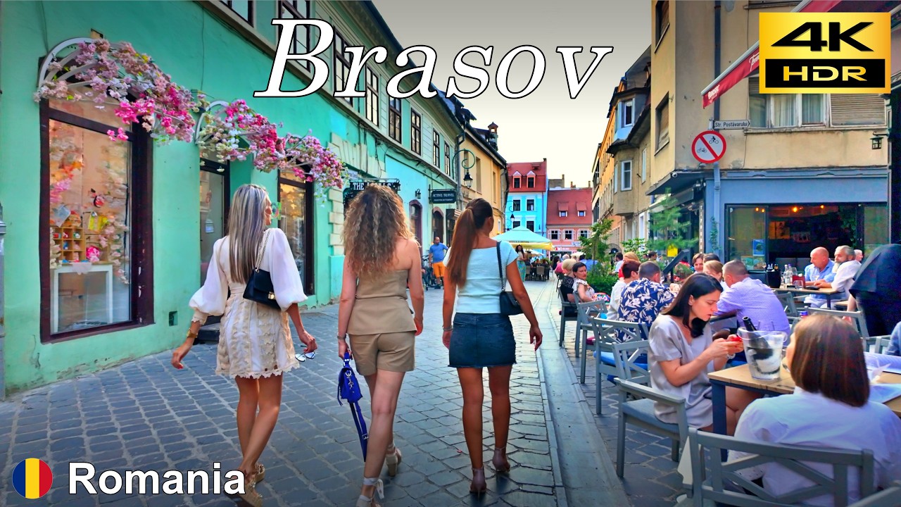 Прогулка по старому городу Брашов в сумерках / Румыния 🇷🇴 / 4K HDR