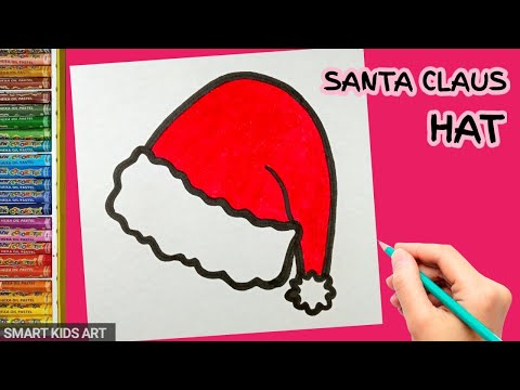 Santa cap vector illustration coloring book, pages isolated on white.  Christmas claus red hat vector drawing cartoon Stock Vector Image & Art -  Alamy