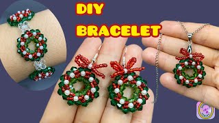 easy bead bracelet making // tutorial Christmas circle