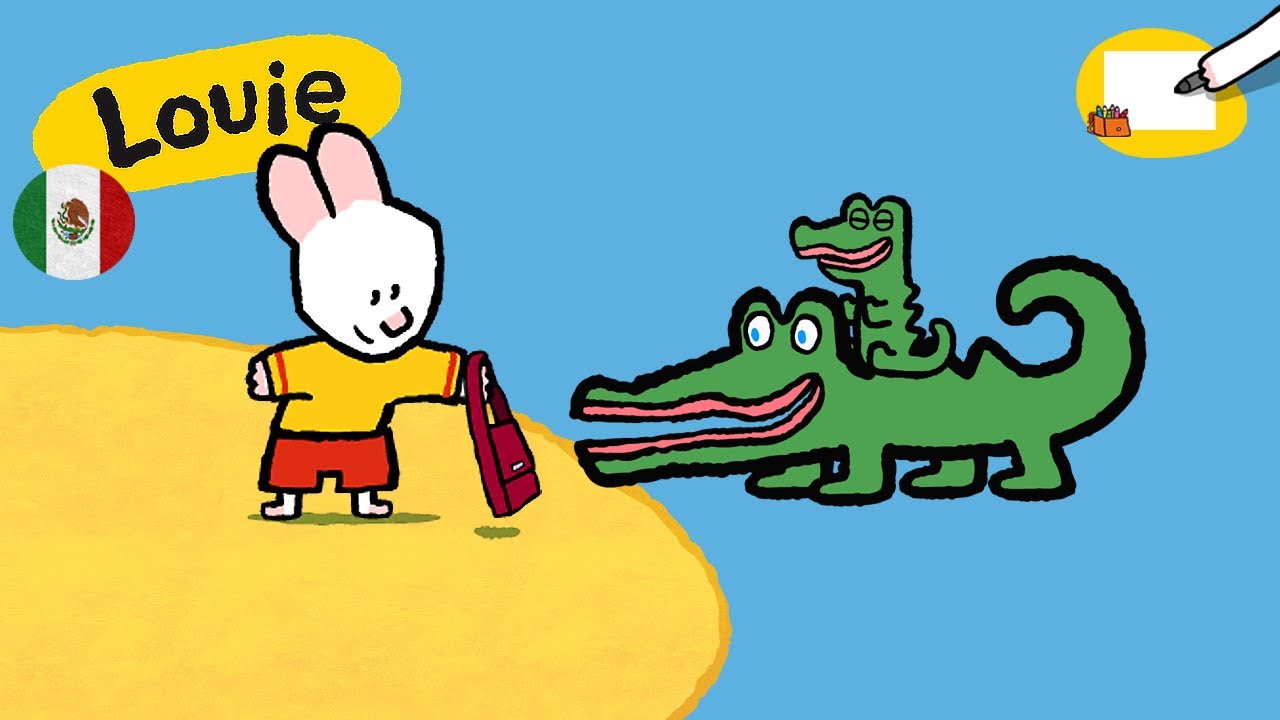 🇲🇽 🇨🇴 🇦🇷 Louie, dibújame 🎨✐ Como Dibujar cocodrilo | Para niños ⬇️⬇️⬇️ Más