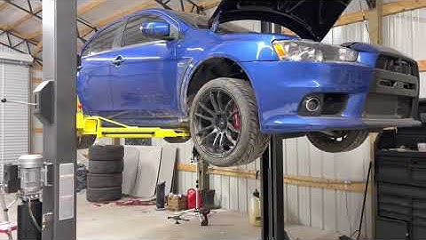 Evo X Front / Upstream o2 Sensor Replacement. Side skirts installed.