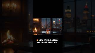 Relaxing White Noise Fireplace &amp; Rain | New York Skyline No Ads Deep Sleep #deepsleep #relax  #rain
