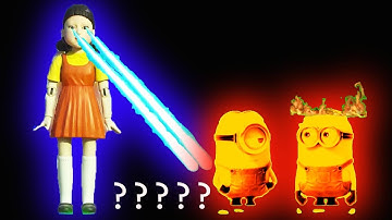 6 Squid Game "Red LightGreen Light" & FIRE MINION Sound Variations in 33 Seconds