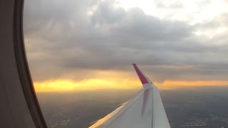 Budapest - Milan flight with beautiful sunrise