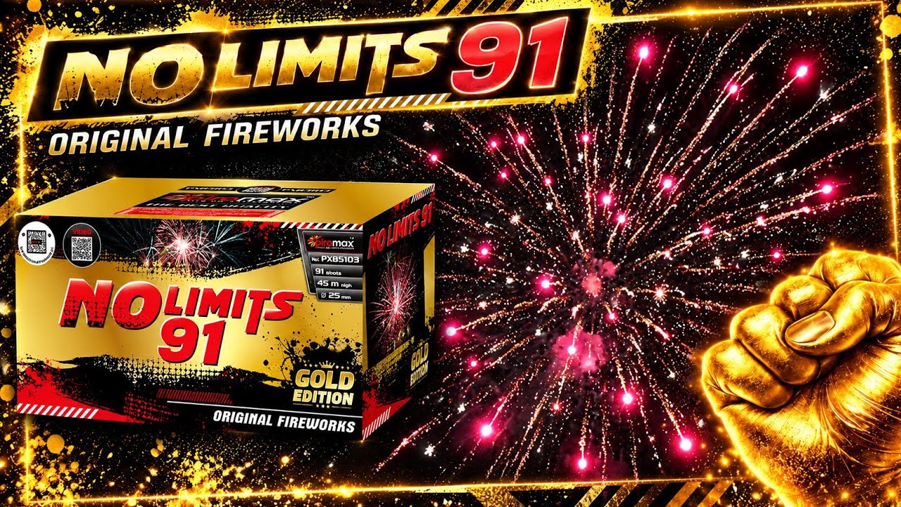 PXB3103 - NO LIMITS GOLD 91 - Piromax Fireworks - YouTube
