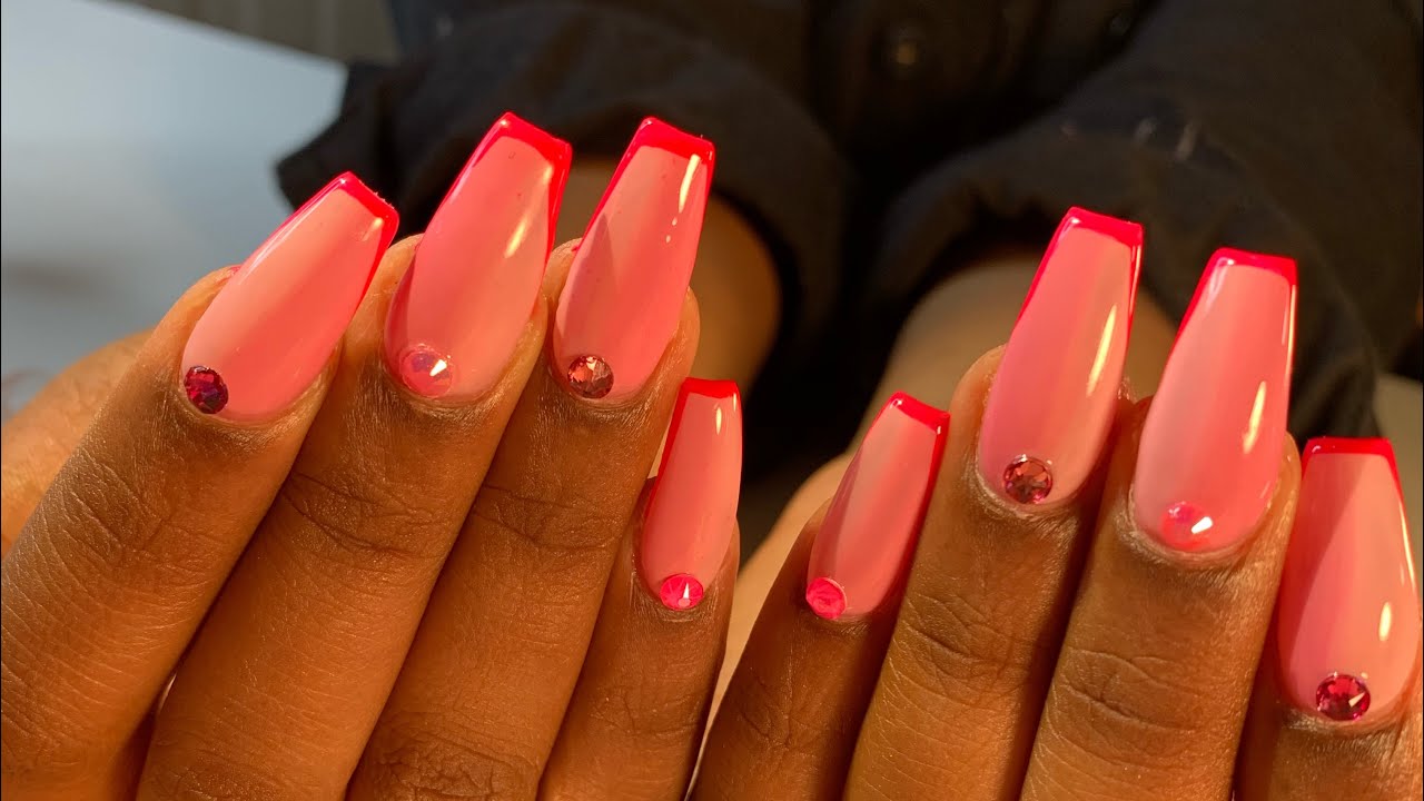 Pink Vertical Ombré Coffin Nails Acrylic Nails - YouTube.