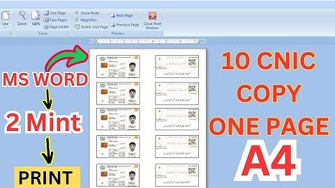 How to make ID card 10 copy one page A4 in Microsoft word | 10 CNIC copy A4 size paper
