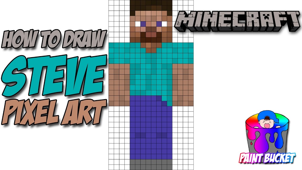 How to Draw Minecraft Characters - Minecraft Pixel Art Steve - YouTube