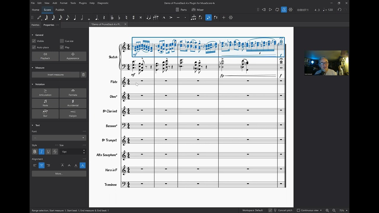 Prune Stack - plugin for MuseScore 4