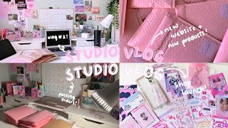 studio vlog #1  launching my new website, packing orders, custom kpop polcos and journaling!