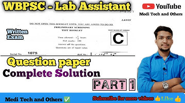 Wbpsc Lab Assistant Solved Paper #wbpsc labassistant  Part 1 /  narcotics division