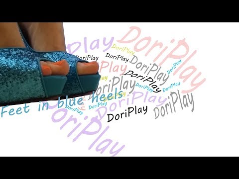 Feet in blue heels