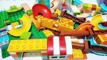 Satisfying Building Blocks Coaster Marble Run Electric two Elevator giraffe track Jump course