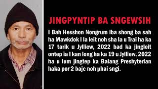 JINGPYNTIP BA SNGEWSIH - KHLAD NOH I BAH HESSHON NONGRUM