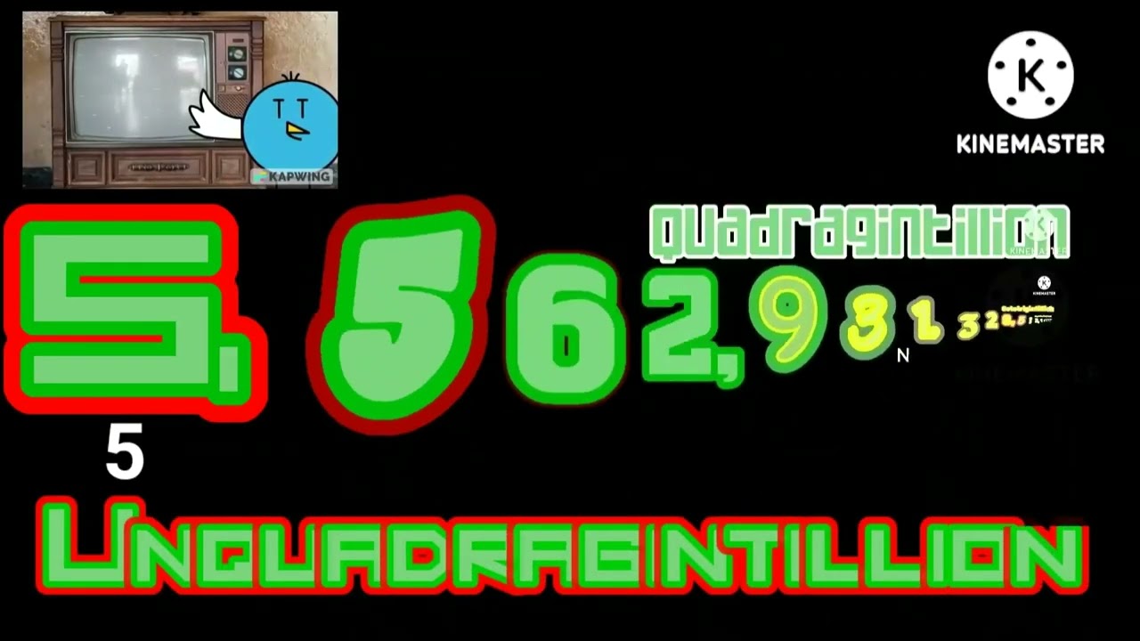 Numbers 0 to 1 quinquadragintillion with sound effect