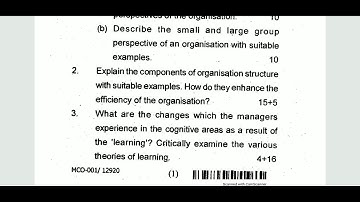 IGNOU MCO-001 ORGANIZATION THEORY AND BEHAVIOUR, MASTER OF COMMERCE,PREVIOUS YEAR QUESTION PAPER2020