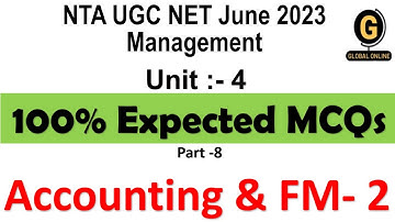 100% Expected MCQs on Accounting & FiM -2| NTA UGC NET 2023| Management| Unit 4|