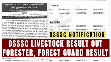 OSSSC LIVESTOCK RESULT OUT II OSSSC FORESTER RESULT OUT II FOREST GUARD RESULT 