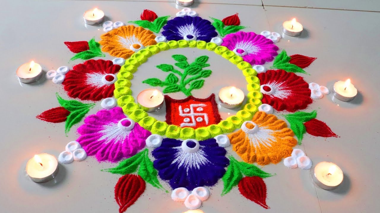 Tulsi Vivah Beautiful Rangoli Designs/Tulsi Pujan Rangoli Designs ...