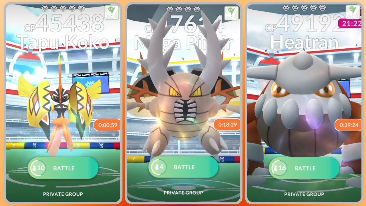 Pokémon GO — Raid: Tapu Koko || Mega Pinsir || Heatran
