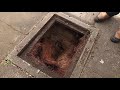 Blocked Drain - Unblocking Overgrown Compacted Roots in Manhole with Sewage Gush