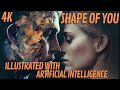 Ed sheeran  shape of you but every line is an ai generated image 4k