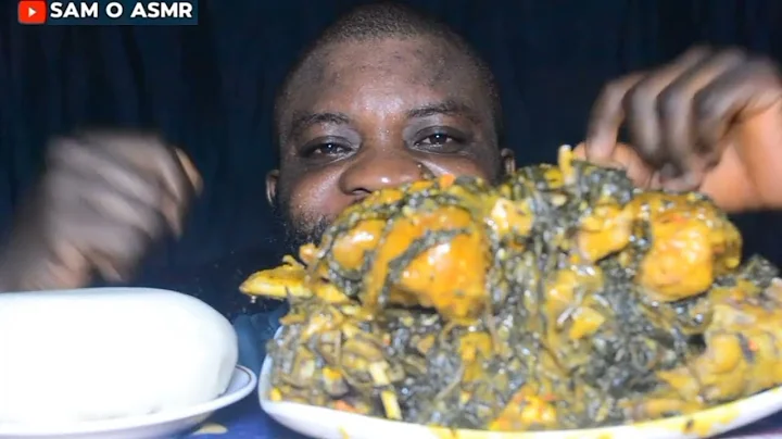 ASMR MUKBANG Delicious Bitter Leaf Soup With Fufu African Food Mukbang 