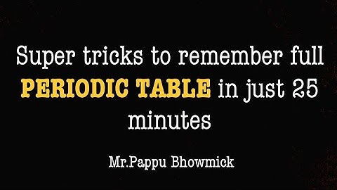 Super Tricks to remember full Periodic Table in just 25 minutes,Mr.Pappu Bhowmick