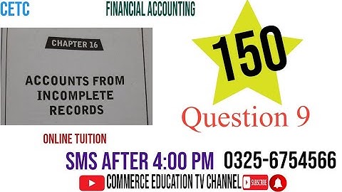 Financial Accounting/I.Com/B.Com/ADC  - Lecture 150