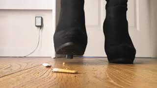 Black High Heel Suede Boots Crush Cigarette
