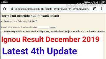 Ignou Result December 2019 latest 4th Update