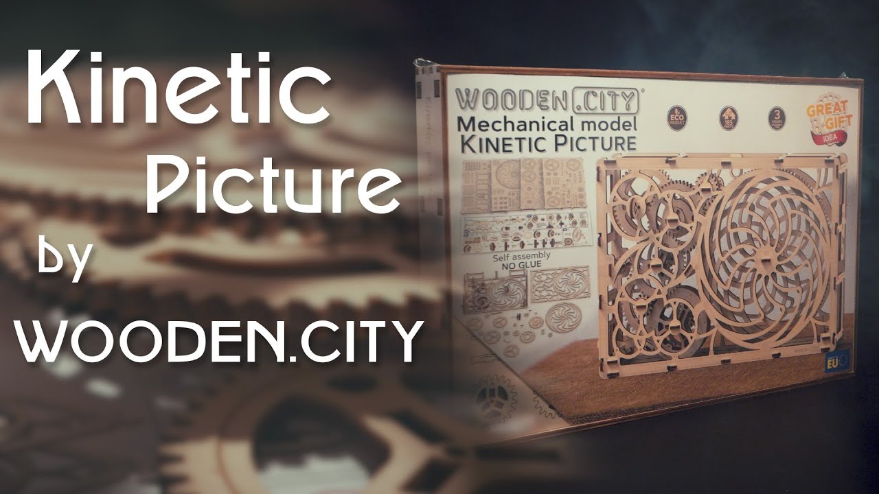 White Wooden City Kinetic Picture Wooden Mechanical Model 340 x 224 x 62 mm madera 