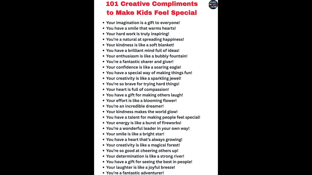 101 Creative Compliments to Make Kids Feel Special 