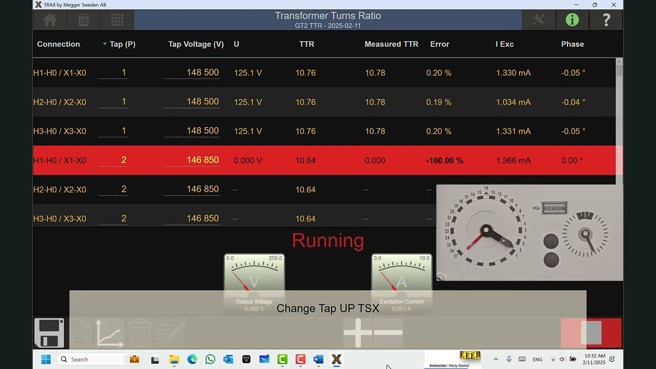 Turns Ratio Test on 67MVA 132/13.8/6.6KV Transformer by Megger TRAX