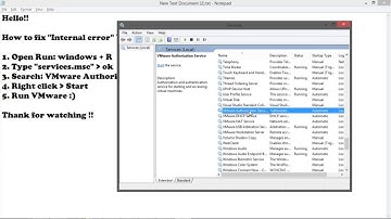 How to fix "Internal error" VMware Workstation ?