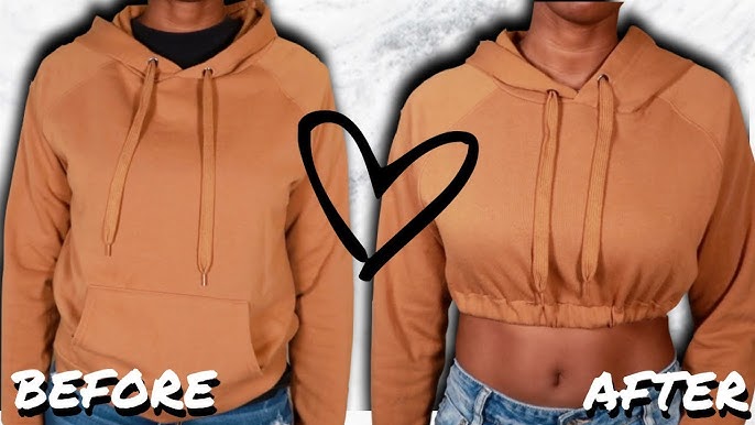 Cropped hoodie with drawstring waist DIY - Adopt Your Clothes