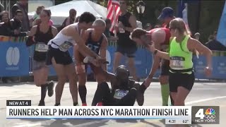NYC Marathon Runners Help Man Across Finish Line