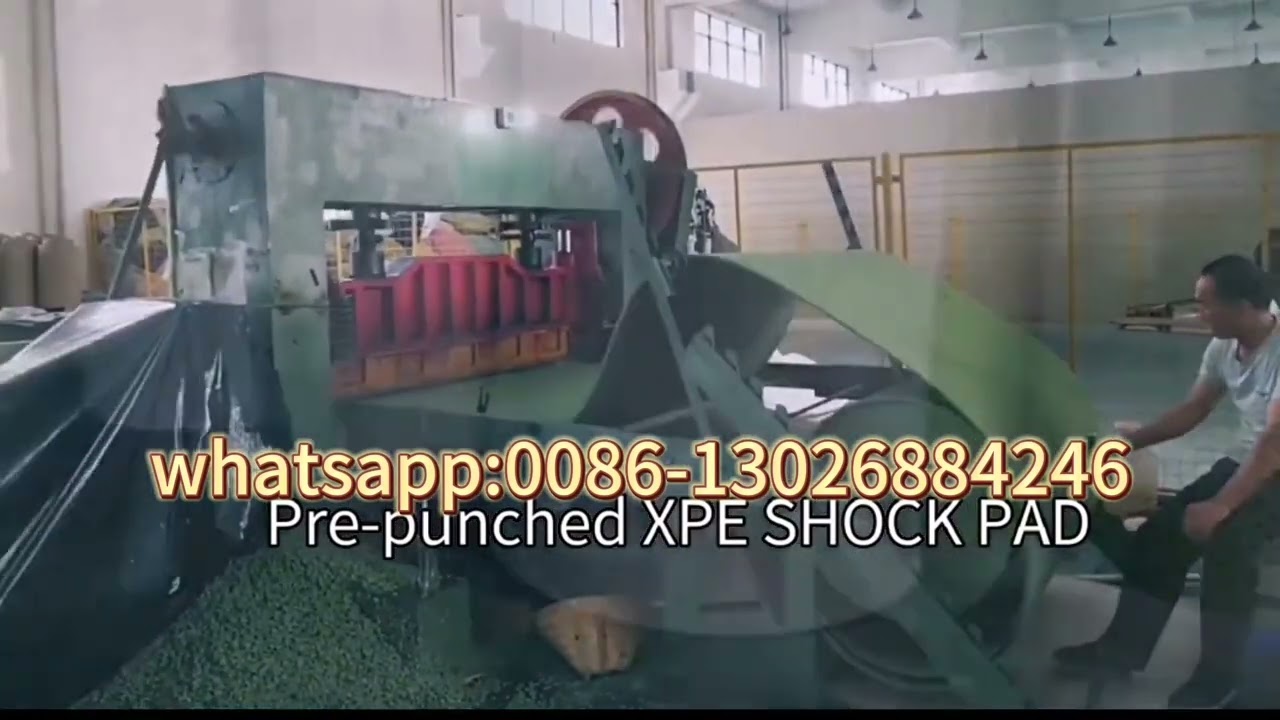 XPE foam shock pad producing and make the hole and installation for underlayer artificial grass