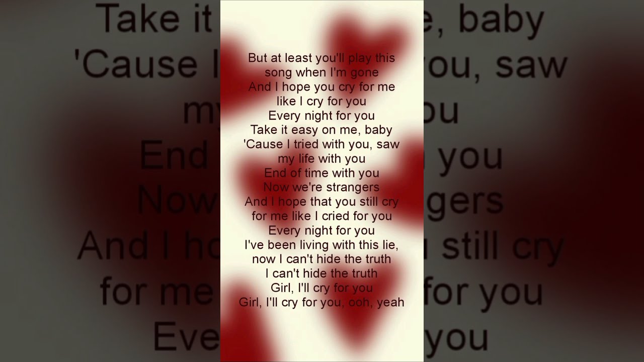 Cry For Me The Weeknd Lyrics Theweeknd Cryforme