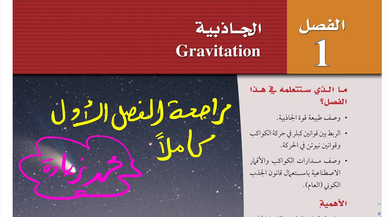 مراجعة فصل الجاذبية كاملاً فيزياء ثاني ثانوي 1444