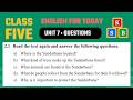 Class 5 English Unit 7: The Sundarbans | Questions &amp; Answers | New Curriculum 2026