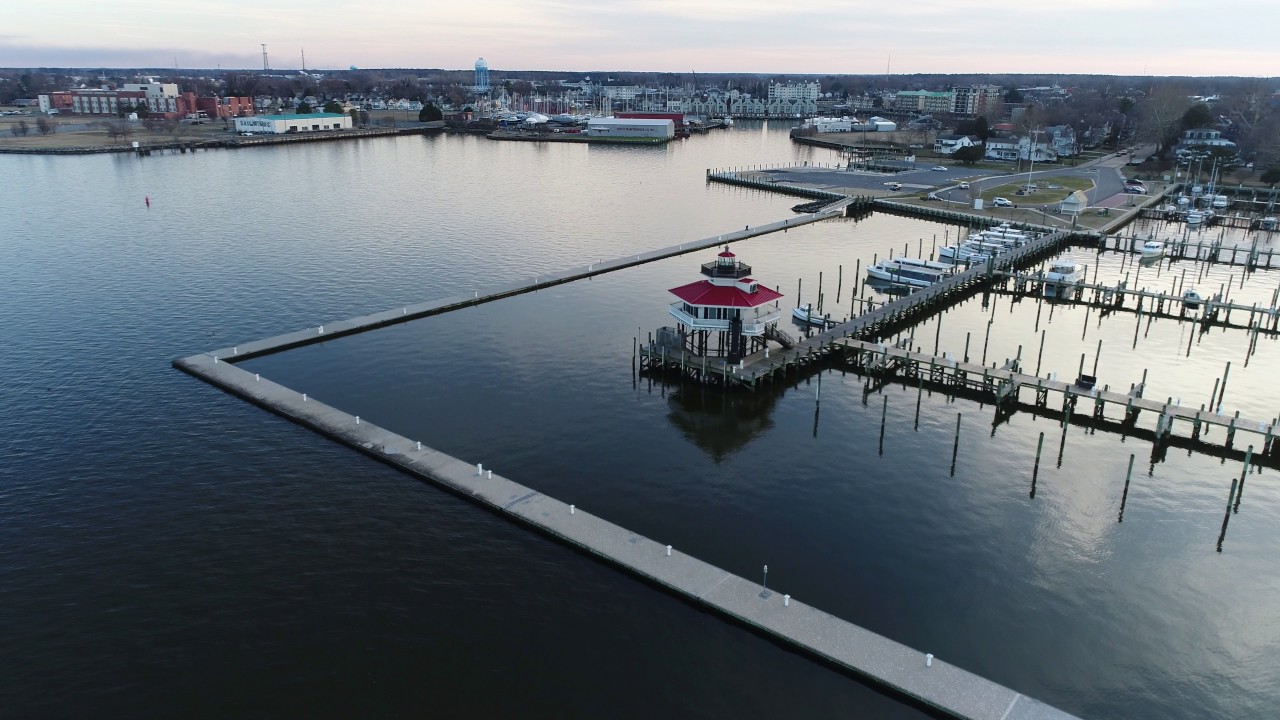 Aerial Flight over Choptank River Lighthouse Cambridge Maryland YouTube
