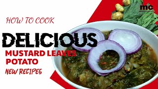How to cook mustard leaves, potato | Manipuri cooking vlog #newrecipes #healthyfood #nooil