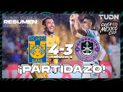 Resumen y goles | Tigres 4-3 Mazatlán | Grita México C22 - J4 | TUDN