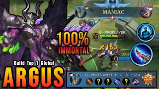 31 Kills + MANIAC!! MVP 19.1 Points Argus Best Build 100% IMMORTAL - Build Top 1 Global Argus ~ MLBB screenshot 5