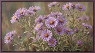 Soft Aster Painting | Quiet Autumn Frame TV Art 4K 2 Hour Screensaver screenshot 3