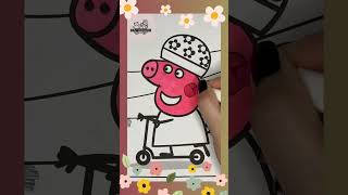 Peppa pig on bicycle. Peppa pig colouring pages. #peppapigcoloring #nurseryrhymes #toddlers #abc