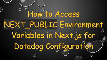 How to Access NEXT_PUBLIC Environment Variables in Next.js for Datadog Configuration
