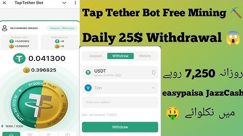 Tap Tether Bot Free Mining | Tap Tether Bot Earn Free Usdt mine| Tap Tether Bot | Withdrawal Usdt